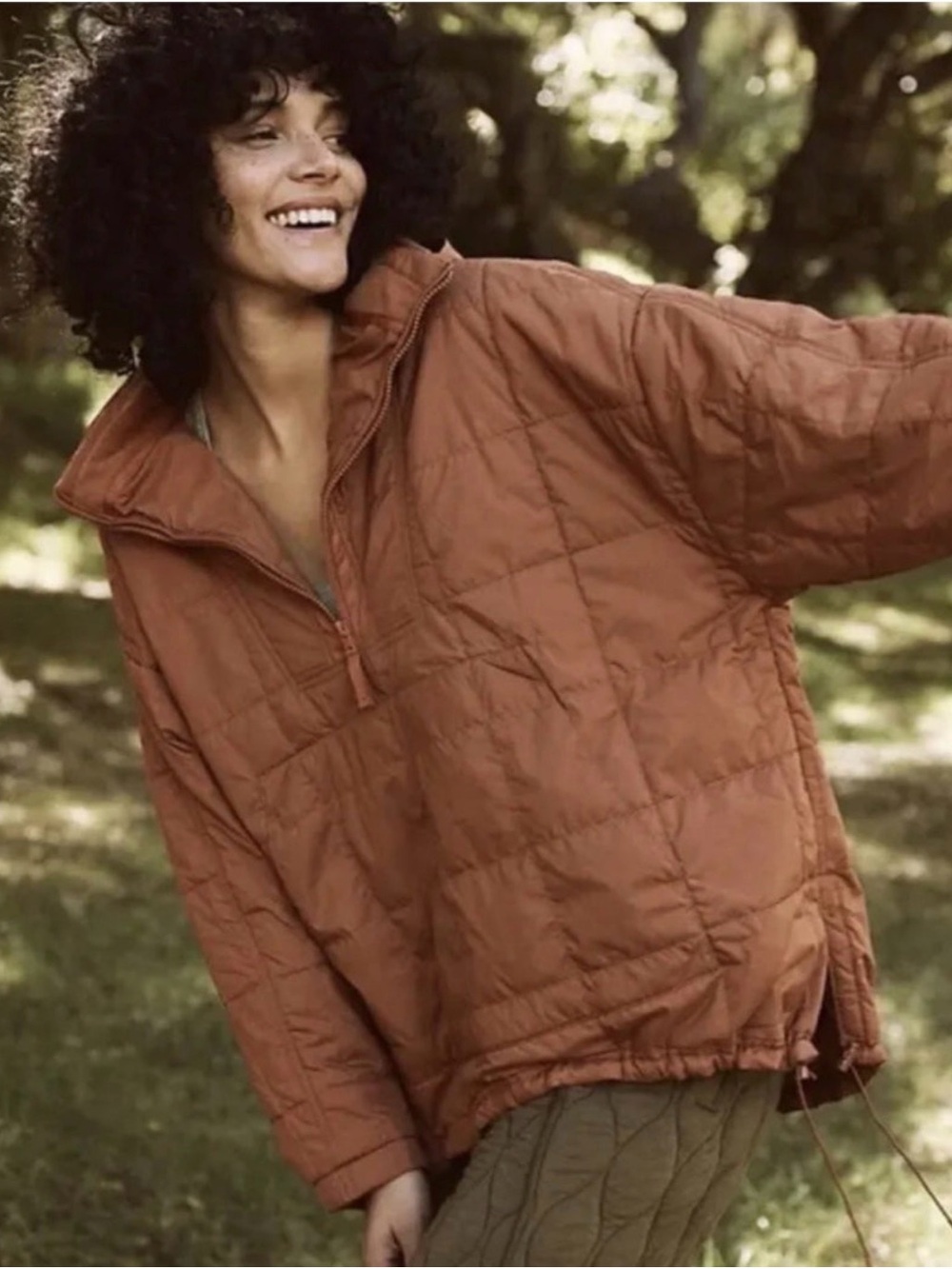 Free People Movement Riley Recycled Popover Packable Puffer Slouchy in Orange